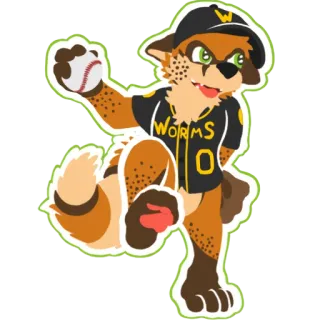 ⚾️ WORMS Baseball, Cartoon, Tier, Uniform, Sport, Maskottchen telegram sticker