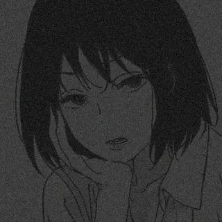 ⛓ anime, girl, monochrome, portrait, manga, sad telegram sticker