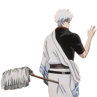 👋 Gintoki Sakata Gintama Аниме, Манга, Gintama, Гинтоки Саката, Уборка, Уборщик, Персонаж, Японская анимация telegram sticker