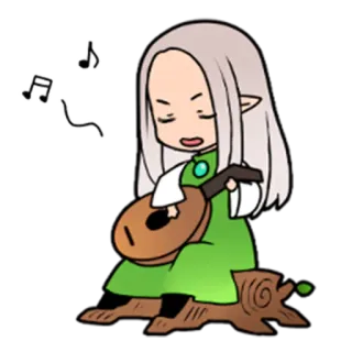 🎸 elf, music, cartoon, character, fantasy, lute, drawing telegram sticker