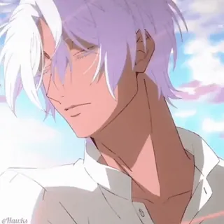 🙂 Anime, Homem, Cabelo Branco, Bonito, Animação, Personagem whatsapp sticker
