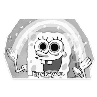 🖕 Spongebob Fuck you. spongebob, cartoon, offensive, swear, rainbow, nickelodeon telegram sticker