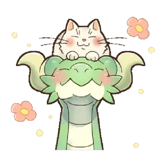 ☺️ chat, dragon, kawaii, mignon, fantaisie, amitié, animal, autocollant telegram sticker