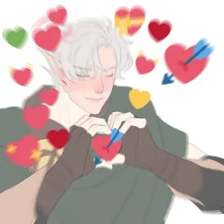 ➖ elf, love, hearts, cute, fantasy, arrow, affection telegram sticker