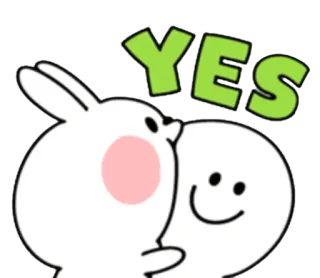 😋 YES うさぎ, ハグ, はい, 承認, かわいい, 絵文字 telegram sticker