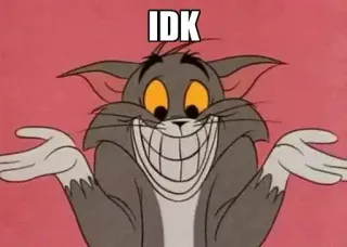 🤷‍♂ Tom Cat Tom and Jerry IDK cartone animato, gatto, meme, boh, alzata di spalle, divertente whatsapp sticker