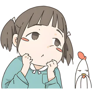 🥺 girl, chicken, cute, cartoon, anime, sticker telegram sticker