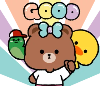 ⭐ GOOD 귀여운, 곰, 오리, 좋은, 친근한, 만화 telegram sticker