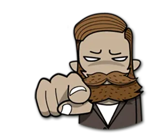 👆 pointing, man, beard, illustration, cartoon telegram sticker