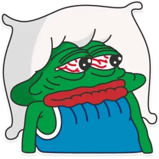 😰 Pepe the Frog Meme, Pepe, rana, triste, dormilón, almohada telegram sticker