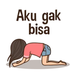 😭 Aku gak bisa triste, frustrada, chica, no puedo, fracasar whatsapp sticker