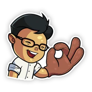 👌 Segno ok, Personaggio dei cartoni animati, Occhiali, Gesto, Positivo, Approvazione telegram sticker