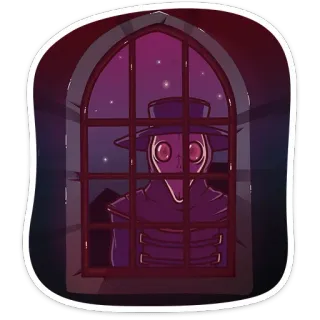 👀 чумной доктор, маска, окно, темный, жуткий telegram sticker