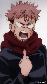 😤 アニメ, 中指, 攻撃的, ジェスチャー, ステッカー, 侮辱 telegram sticker