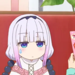 🍚 Kanna Kamui Miss Kobayashi's Dragon Maid Anime, Kanna, Triste, Dragon Maid, Fofo whatsapp sticker