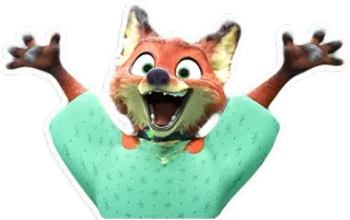 😆 Nick Wilde Zootopia fox, cartoon, animal, happy, zootopia, disney, character telegram sticker