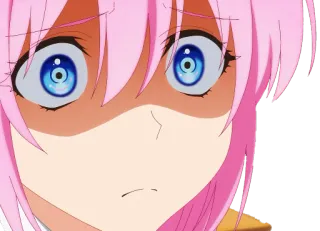😯 anime, wajah, terkejut, rambut pink whatsapp sticker
