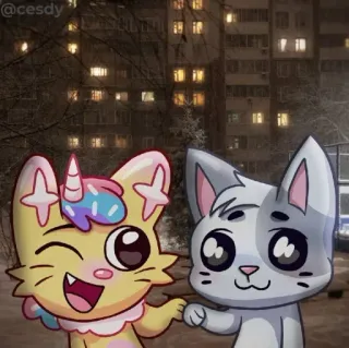 ✋ 猫, 卡通, 友谊, 暖心, 可爱, 动物 telegram sticker