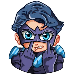 🖕 supereroe, dito medio, offensivo, cartone animato, adesivo whatsapp sticker