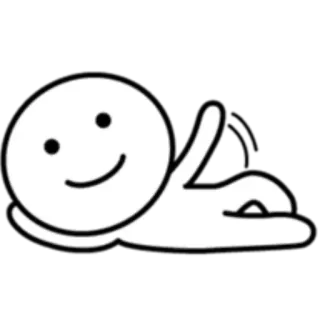 🙂 stick figure, simple, cartoon, happy, lying down, emoji whatsapp sticker