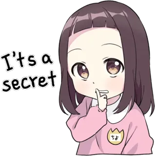 🤫 It's a secret segredo, menina, psiu, fofo, chibi telegram sticker