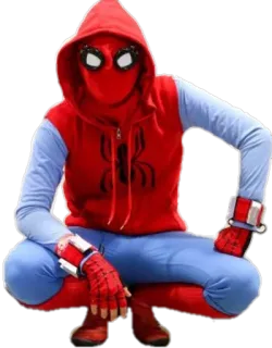 🤨 Spider-Man spiderman, marvel, super héros, bande dessinée, araignée, sweat à capuche, rouge, bleu telegram sticker