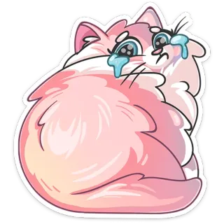 😭 cat, crying, sad, animal, sticker, pink telegram sticker