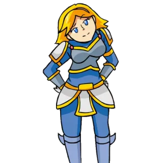 🙃 armor, blonde, woman, warrior, fantasy, cartoon, fighter telegram sticker