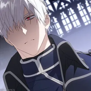 🖤 Anime, Manga, Personnage, Cheveux blancs, Yeux rouges, Art telegram sticker