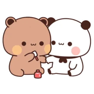 💅 หมี, น่ารัก, การ์ตูน, ความรัก, ยาทาเล็บ, มิตรภาพ telegram sticker