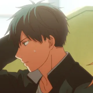 😓 anime, boy, teen, portrait, profile, cartoon, manga telegram sticker