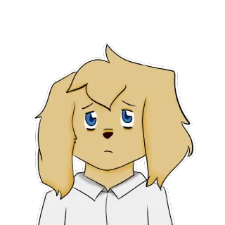 😞 triste, cachorro, desenho animado, personagem, filhote telegram sticker