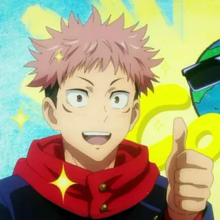 💫 Yuji Itadori Jujutsu Kaisen anime, manga, thumbs up, positive, cartoon, smiling, yuji itadori telegram sticker