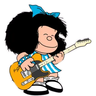 🎸 Mafalda Cartoon, Mädchen, Gitarre, Musik, Süß whatsapp sticker