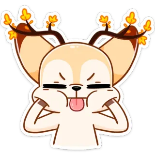 😛 desenho animado, animal, mostrando a língua, orelhas, engraçado whatsapp sticker