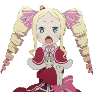 😲 Beatrice Re:Zero аниме, девочка, двойные спиральки, милая, платье telegram sticker