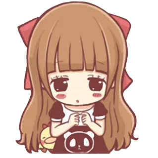 😔 süß, Anime, kawaii, Chibi, Mädchen, Cartoon, Aufkleber, Illustration telegram sticker