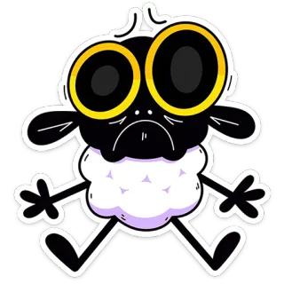 😵‍💫 schaap, cartoon, schattig, dier, sticker whatsapp sticker