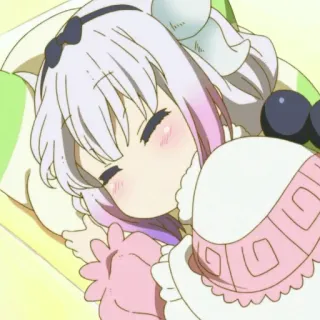 😩 Kanna Kamui Miss Kobayashi's Dragon Maid アニメ, 睡眠, カンナ, 小林さんちのメイドラゴン, 可愛い, カワイイ telegram sticker