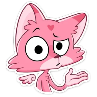 🤨 고양이, 만화, 분홍색, 스티커, 귀여운, 동물 telegram sticker