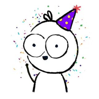 😃 fête, célébration, dessin animé, confettis, mignon, personnage telegram sticker