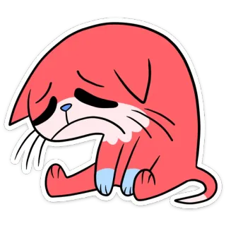 ☹️ кот, грустный, мультфильм, милый, животное, наклейка telegram sticker