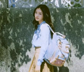 💮 woman, portrait, backpack, fashion, young woman telegram sticker