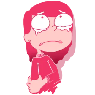 😥 sad, crying, emotion, cartoon, pink, upset telegram sticker