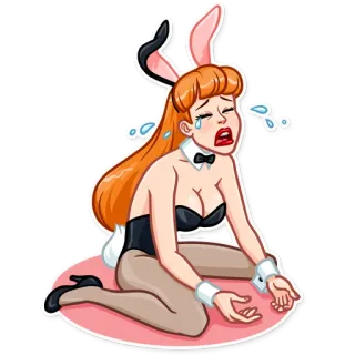 😭 зайчик, плачущий, грустный, девочка, костюм telegram sticker