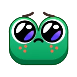 🥺 żaba, zielony, smutny, emoji, słodki telegram sticker