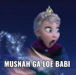 🧘‍♂ Elsa Frozen MUSNAH GA LOE BABI Elsa, Frozen, Indonesia, insulto, dibujos animados, Disney telegram sticker