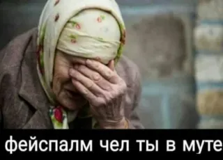 🤦 фейспалм чел ты в муте old woman, facepalm, russian meme, crying, disappointment whatsapp sticker