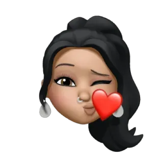 😽 Frau, Emoji, Liebe, Herz, Zwinkern, Gesicht, Cartoon, Brünette, Süß whatsapp sticker