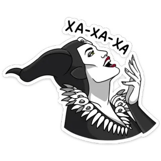 😀 XA-XA-XA Bösewicht, Gelächter, Hörner, böse, Cartoon, Frau telegram sticker